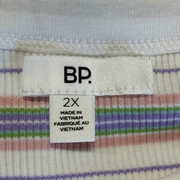 Nordstrom BP Women's White Kalee‎ Stripe Cotton Rib Knit Ringer Tank Size 2X NWT - Picture 8 of 12